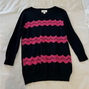 Elle Women's Sweater with Black and Pink Design